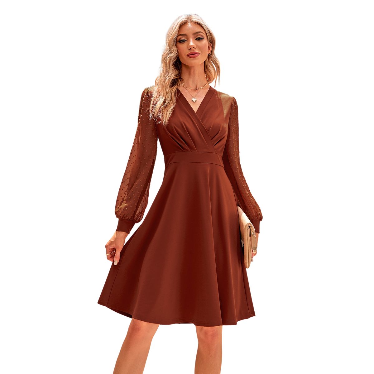 BLWOENS - Vestidos casuales de para mujeres - Marrón