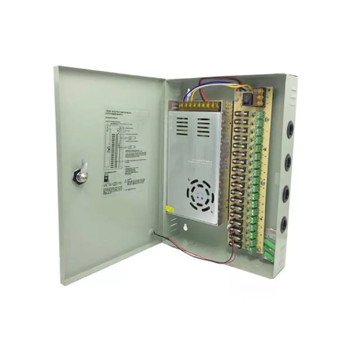 ZKTECO - FUENTE PARA 18CH CON GABINETE METALICO 12VDC20AMP PN ZK-20A-18CH