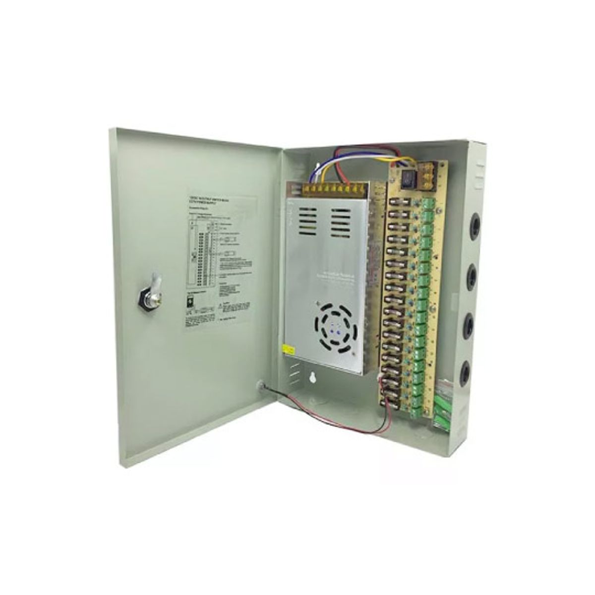 ZKTECO - FUENTE PARA 18CH CON GABINETE METALICO 12VDC20AMP PN ZK-20A-18CH