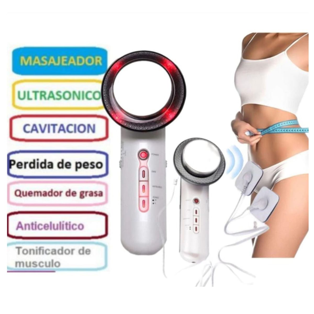 OEM - MASAJEADOR REDUCTOR DE GRASA FACIAL ULTRASONICO INFRARROJO ADELGASA