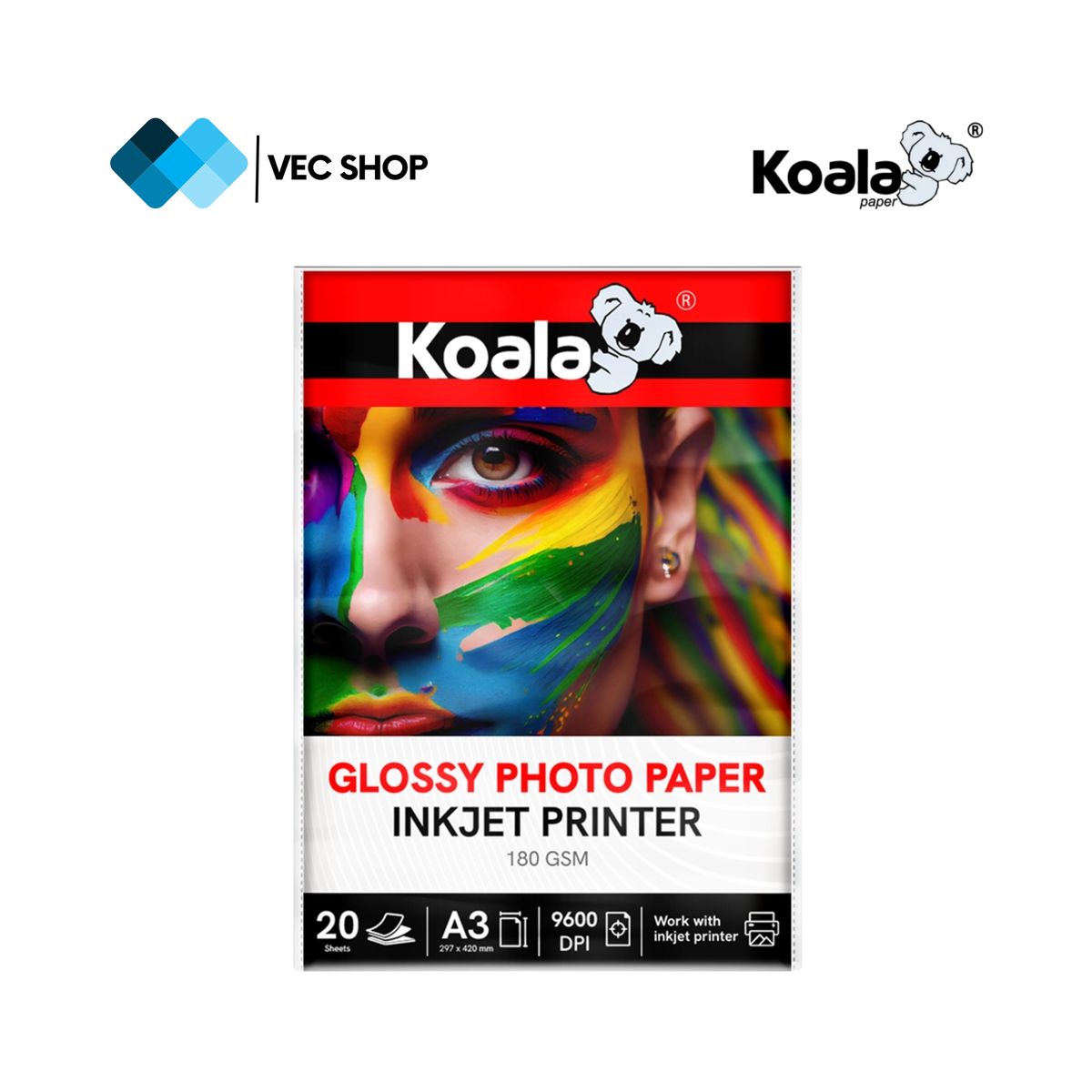 KOALA - Papel Fotográfico Brillante A3 180g 20 hojas