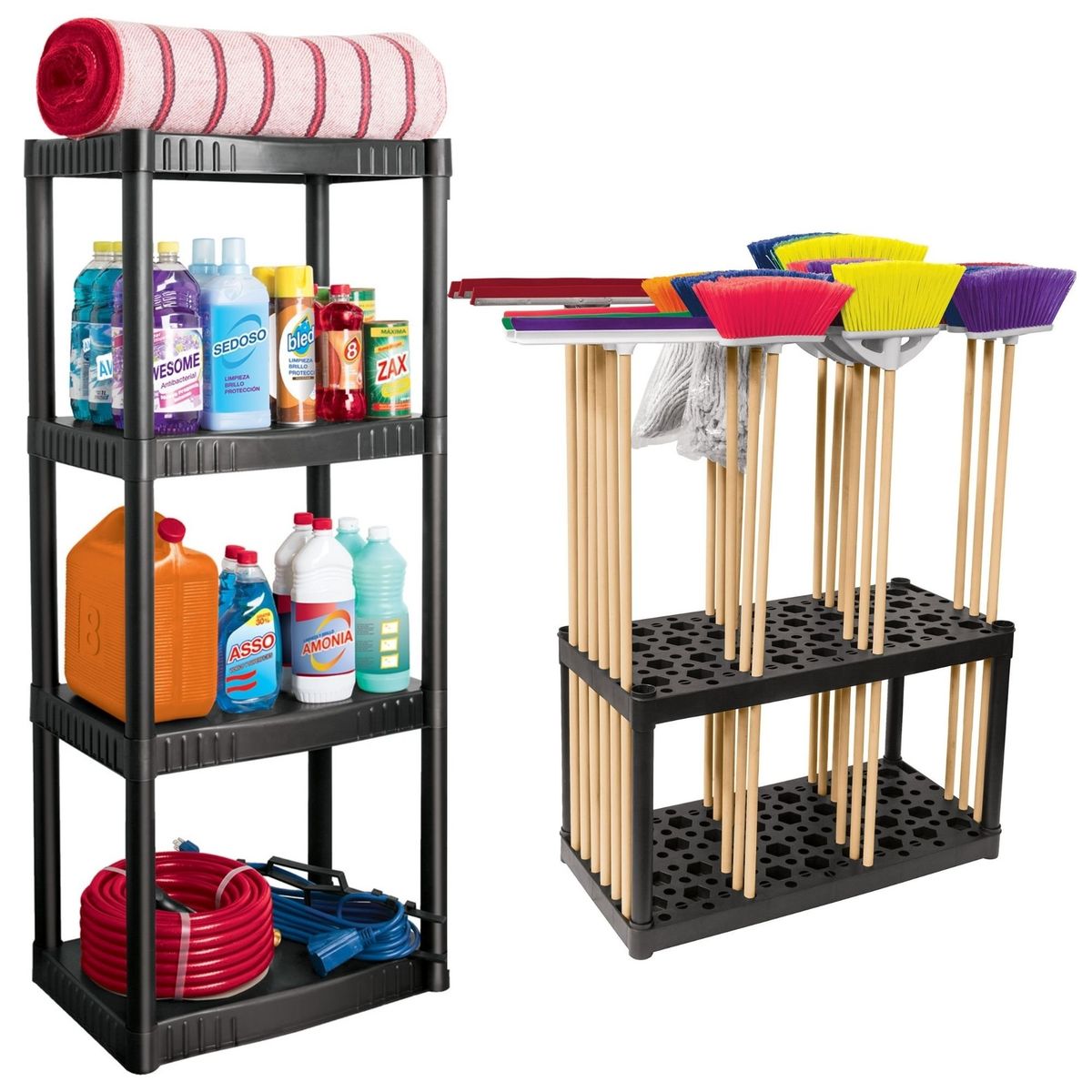 PRETUL - Combo estante de 4 repisas + 1 organizador de escobas Pretul