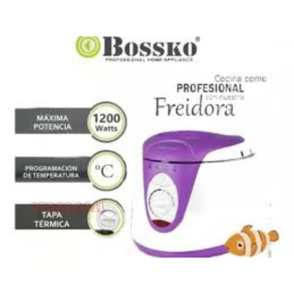 BOSKKO - Freidora De Alto Poder De 1200w - Bossko