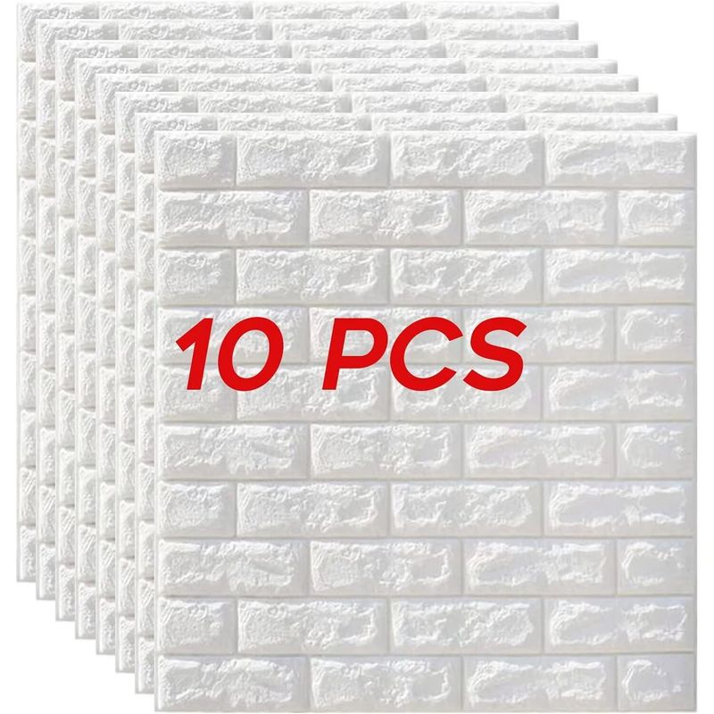 GENERICO - PAPEL TAPIZ BLANCO 3D ADHESIVO SET X 10 UNIDADES