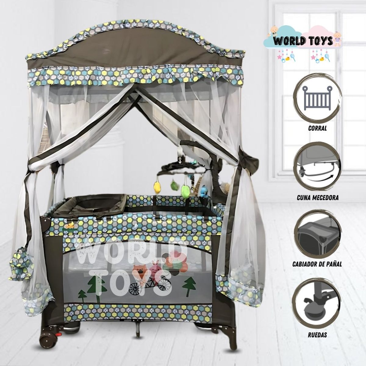 KINGDOM - Cuna Corral Kingdom «MAJESTIC ARABIC» 2 en 1 Coffee