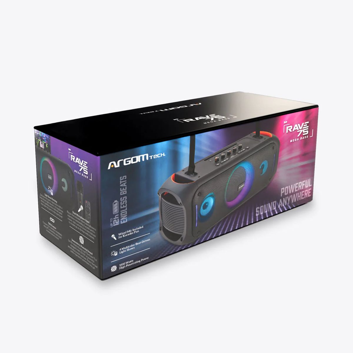 ARGOMTECH - PARLANTE RAVE 75 CON LUCES LED