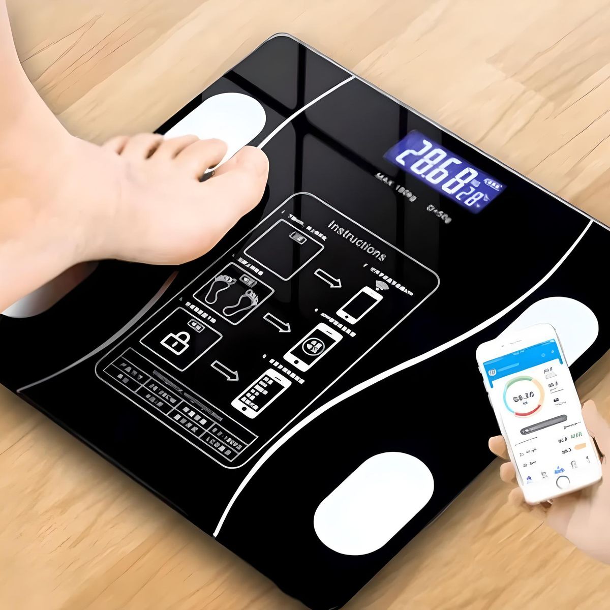 GENERICO - BALANZA DIGITAL SMART BLUETOOH PORTÁTIL 180KG NEGRO
