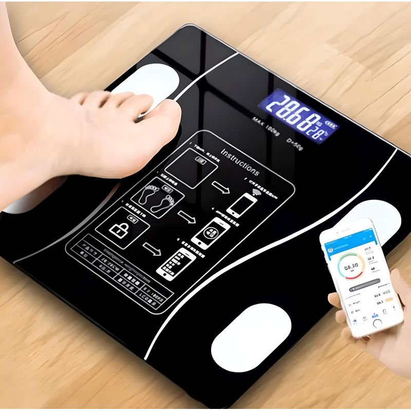 GENERICO - BALANZA DIGITAL SMART BLUETOOH PORTÁTIL 180KG NEGRO