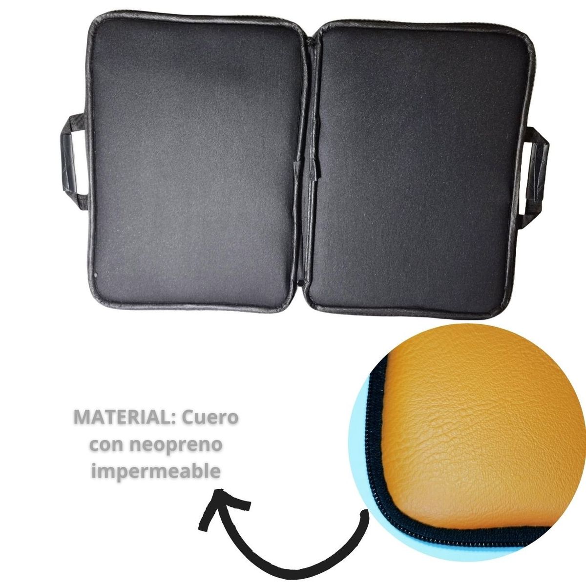 GENERICO - Funda para laptop 15" 17"   con asa de cuero - cafe caoba