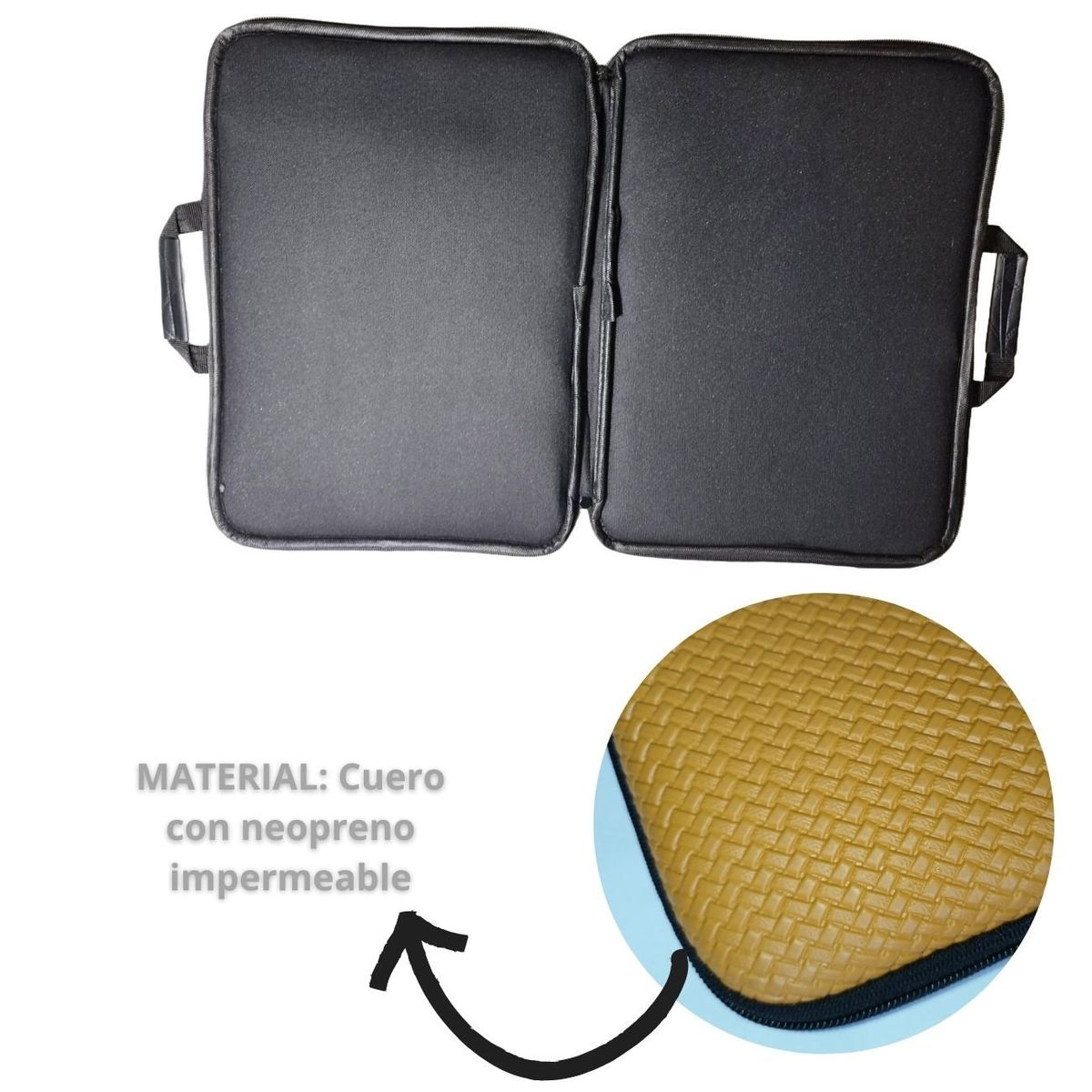 GENERICO - Funda para laptop 15" 17"  cuero con asa - color caqui