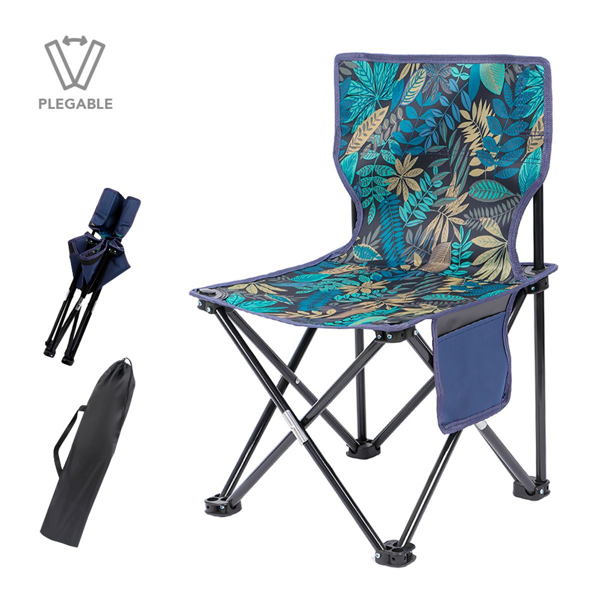 KELLER - Silla Plegable para Playa Camping Jardín con Funda Azul SP4
