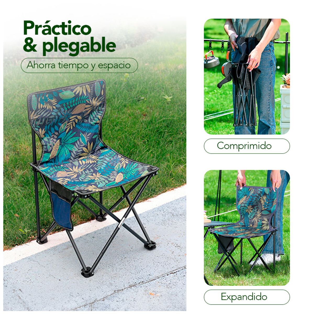 KELLER - Silla Plegable para Playa Camping Jardín con Funda Azul SP4