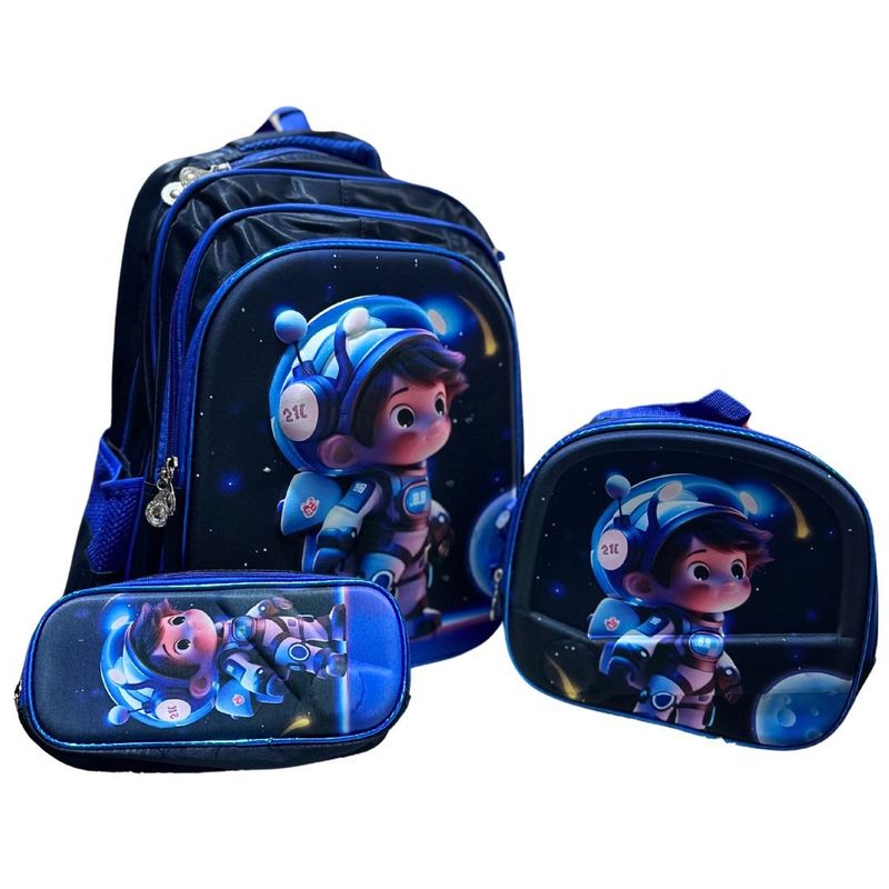 GENERICO - Set De Mochila 3d Lonchera Estuche Con Relieve y luces