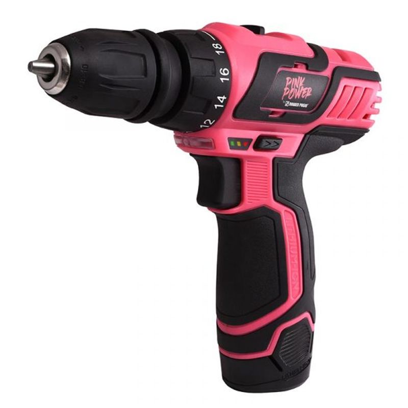 GENERICO - Taladro Atornillador Inalamb. 10mm 12v Pink Power 9990530 - Rosado