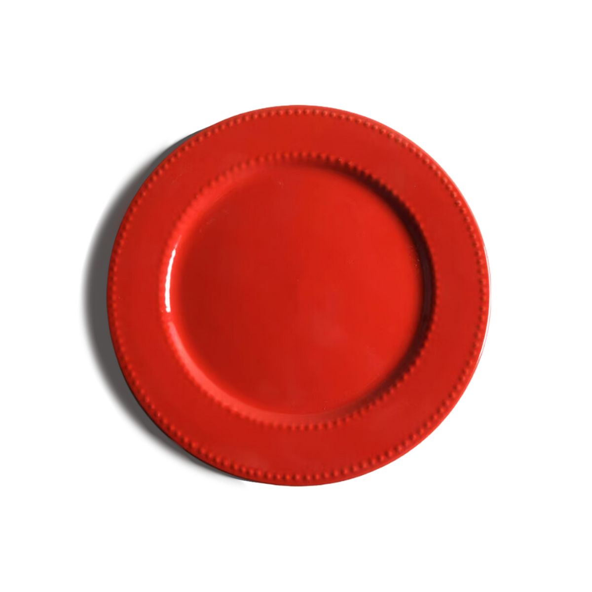 INSPIRA - Set de 4 Platos Cerámicos Rojos con Borde Relieve 27 cm