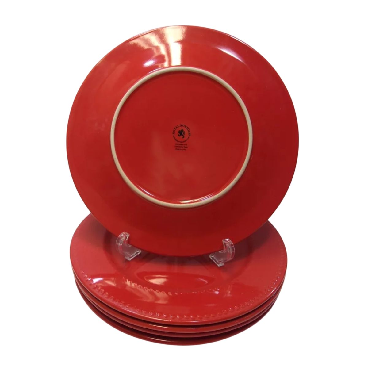 INSPIRA - Set de 4 Platos Cerámicos Rojos con Borde Relieve 27 cm