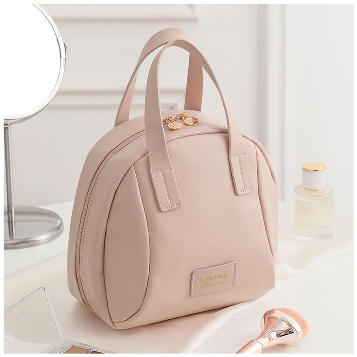 KELLER - Neceser Cartera de Mano Elegante para Cosméticos Camel K67