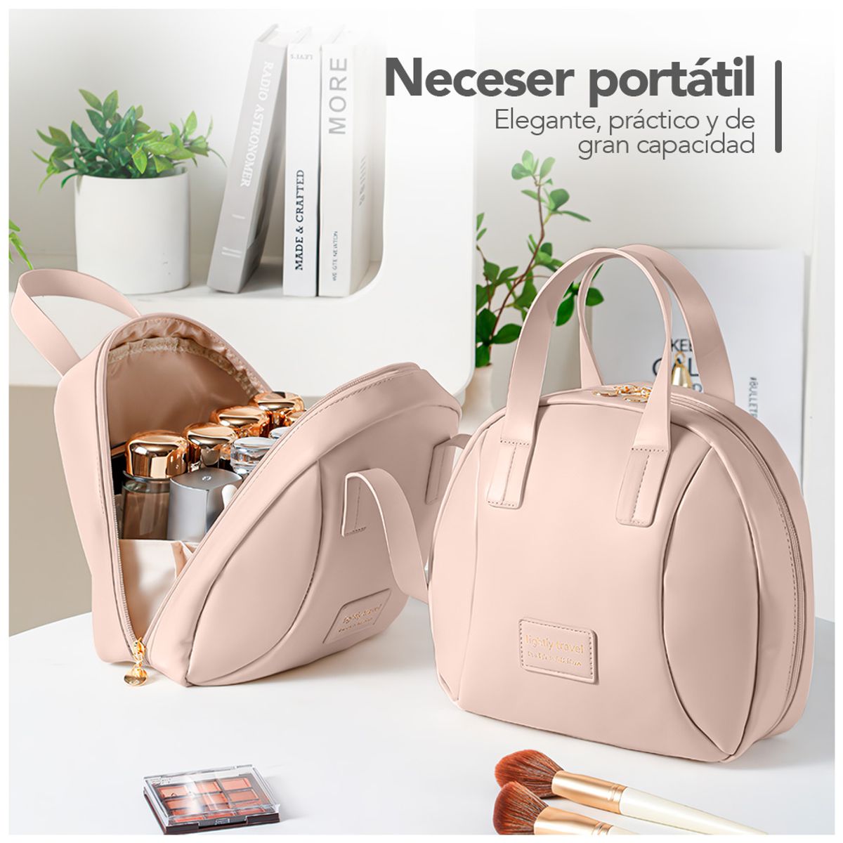 KELLER - Neceser Cartera de Mano Elegante para Cosméticos Camel K67