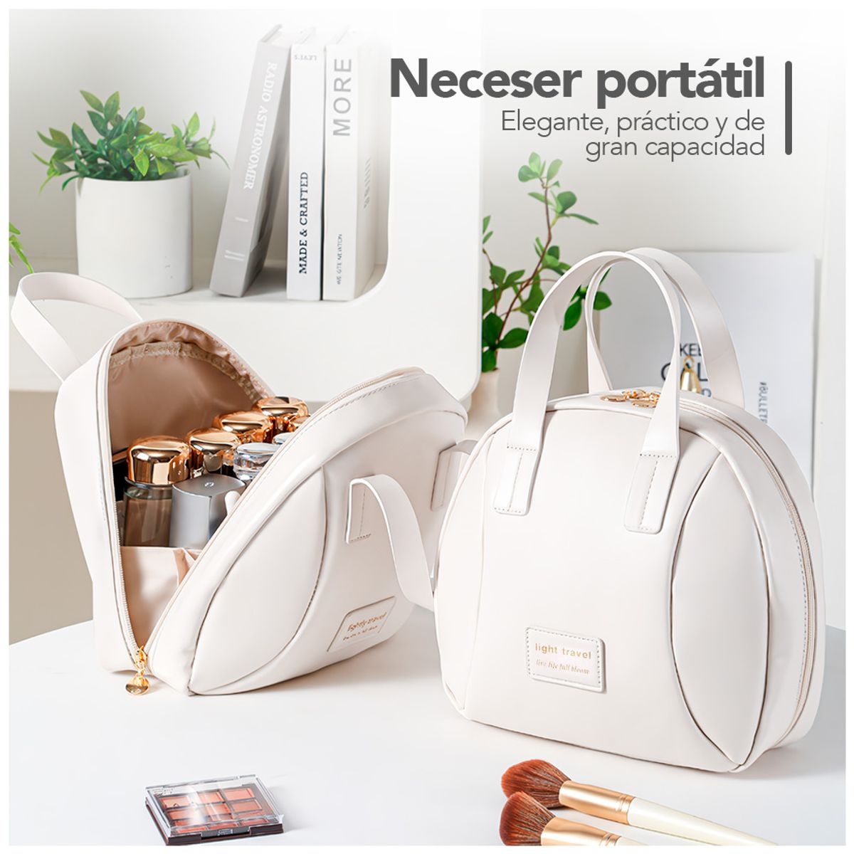KELLER - Neceser Cartera de mano Elegante para Cosméticos Blanco K67