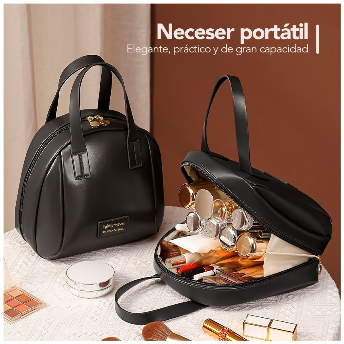 KELLER - Neceser de Viaje Elegante para Cosméticos Negro K67