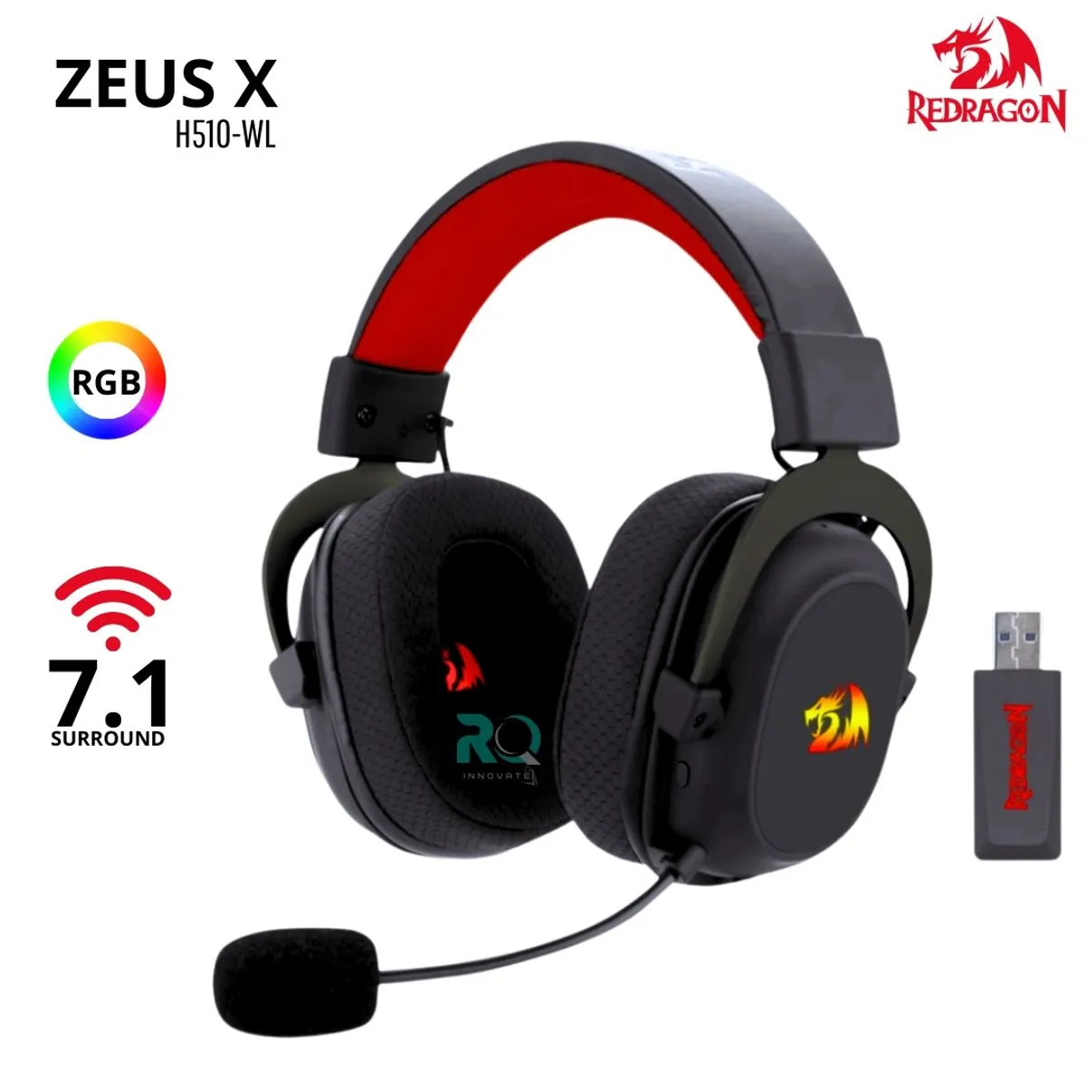 REDRAGON - Auriculares Redragon Zeus X PRO RGB H510-WL Wireless BLACK