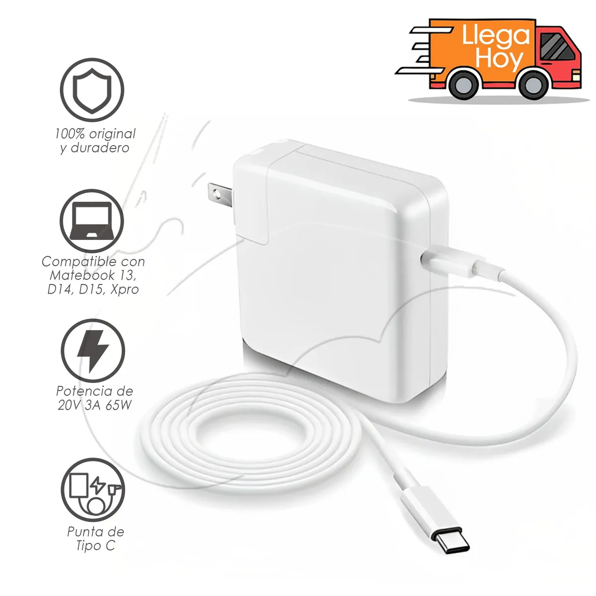 OEM - CARGADOR PARA HUAWEI MATEBOOK 13 D14 D15 X PRO BLANCO