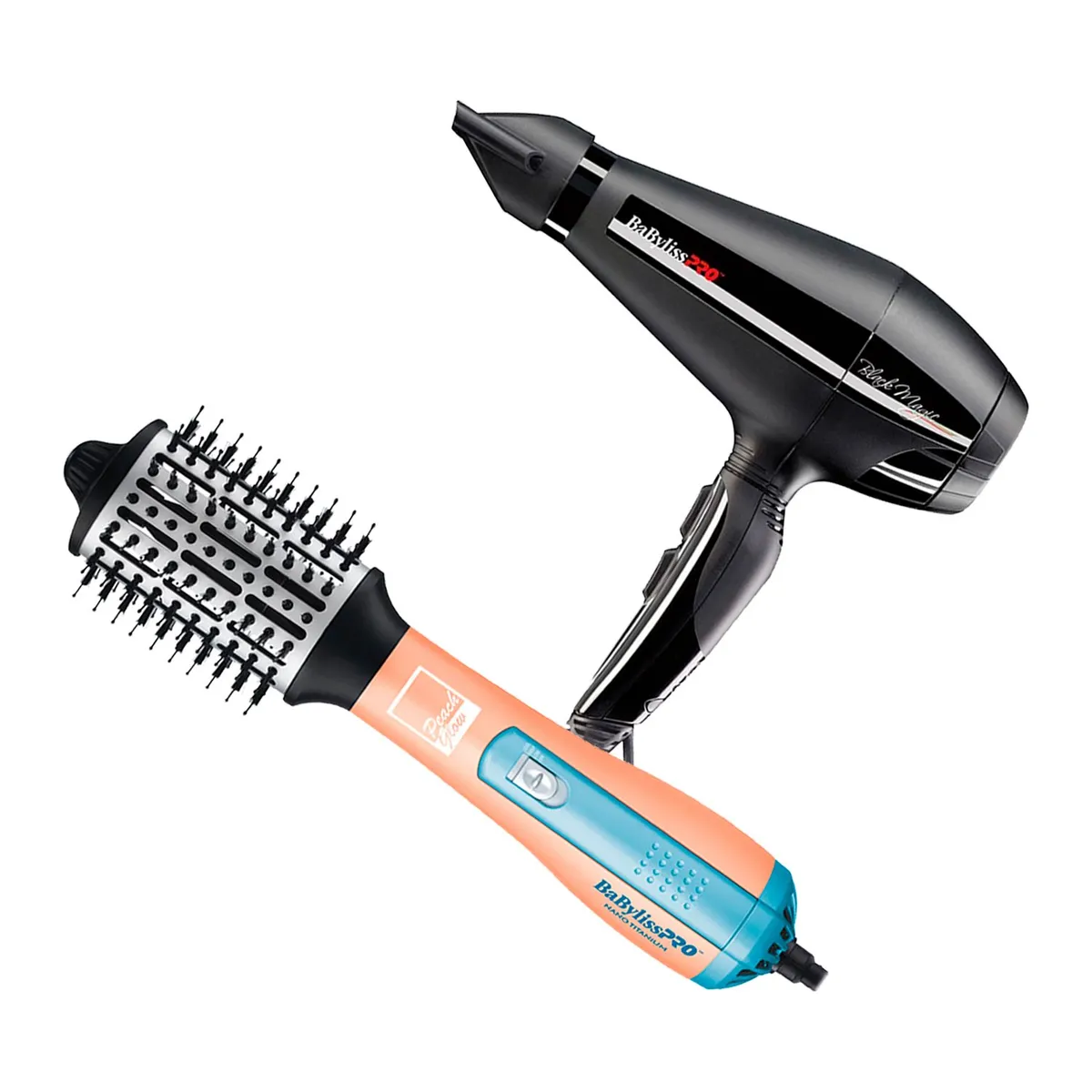 BABYLISS PRO - Combo BabylissPRO Cepillo Eléctrico BNTHBPE250PE y Secador Black Magic