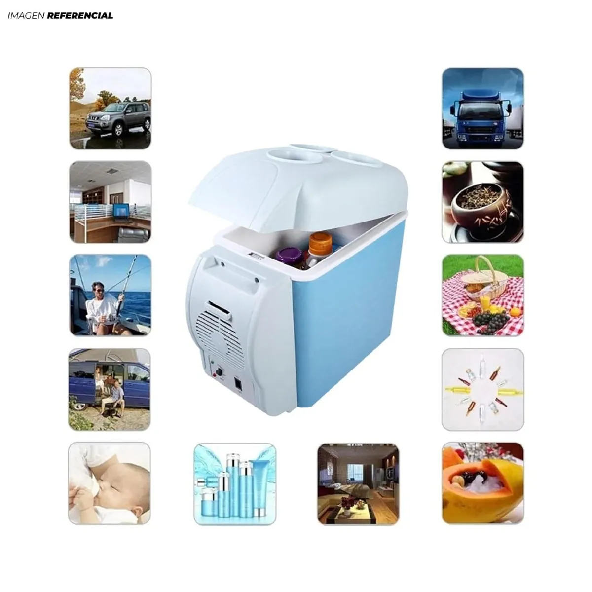 GENERICO - Mini Cooler Para Auto Portátil Para Frutas y Bebidas 7.5 l