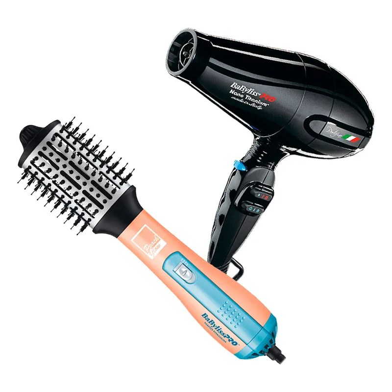 BABYLISS PRO - Combo BabylissPRO Cepillo Eléctrico y Secador Portofino Negro