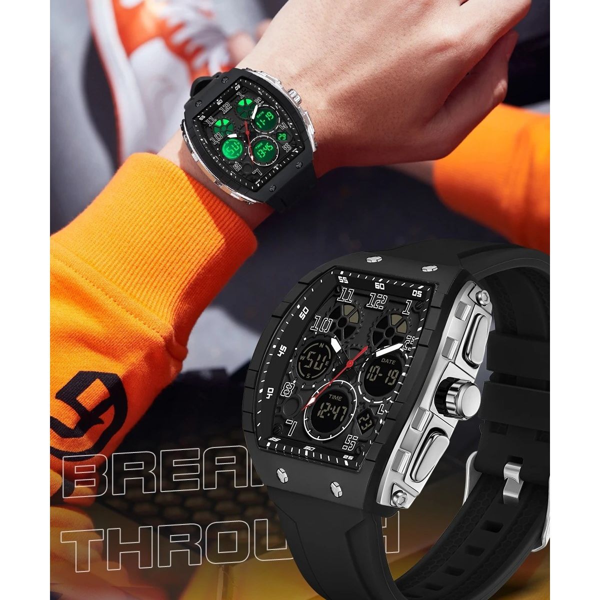 SANDA - Reloj Hombre SANDA 6157 Análogo-Digital Negro Plateado