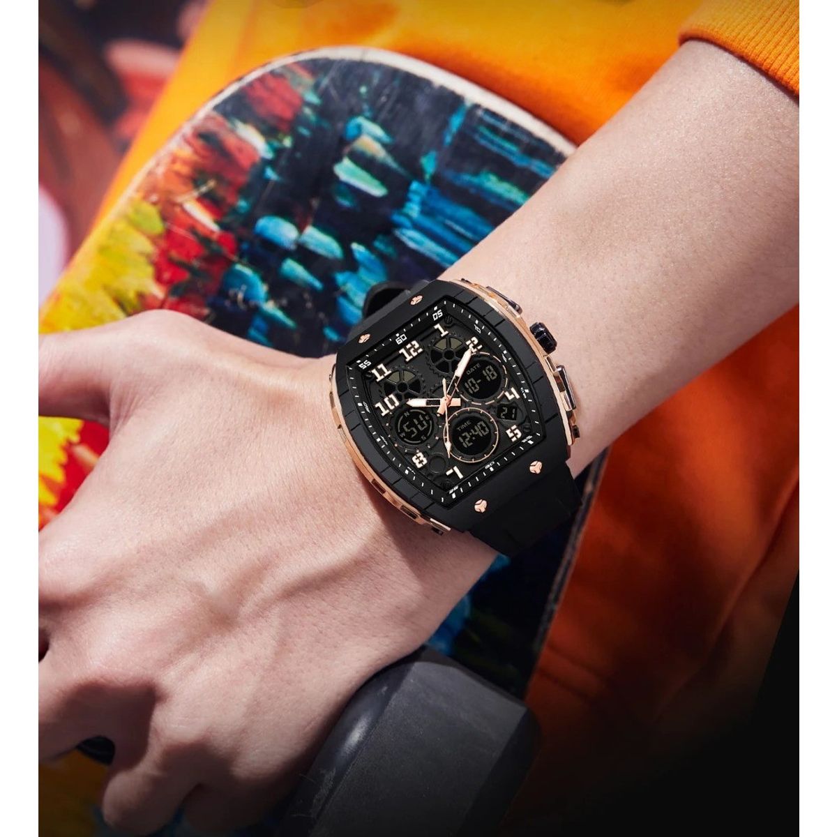 SANDA - Reloj Hombre SANDA 6157 Análogo-Digital Negro Dorado