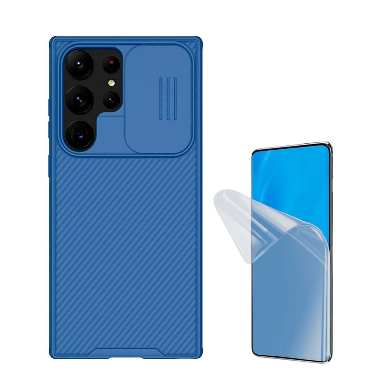 NILLKIN - Case para Galaxy S25 Ultra Nillkin Camshield Azul + Mica Hidrogel Hd