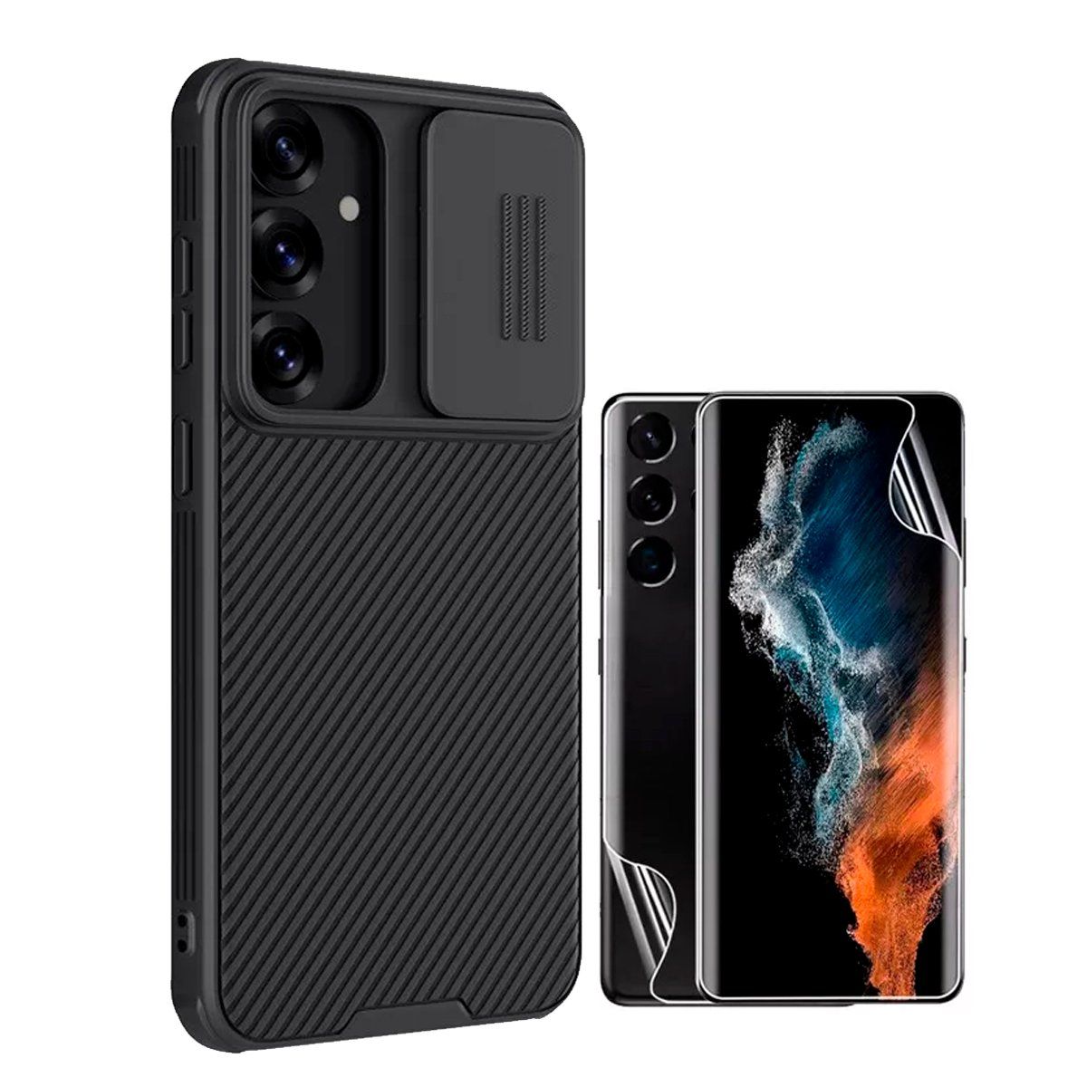 NILLKIN - Case para Galaxy S25 Nillkin Camshield Negro + Hidrogel Hd Ambos Lados