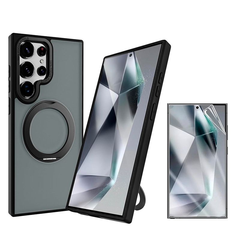 GENERICO - Funda Mate para S25 Ultra Negro + Mica Hidrogel Hd