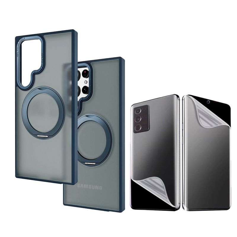 GENERICO - Funda Mate para S25 Ultra Azul + Hidrogel Mate Ambos Lados