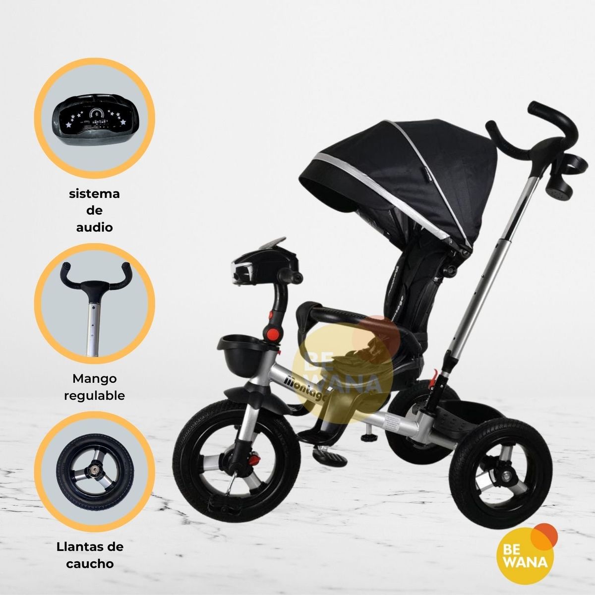 BABY - Triciclo Guiador BABY «BELEONY» Black