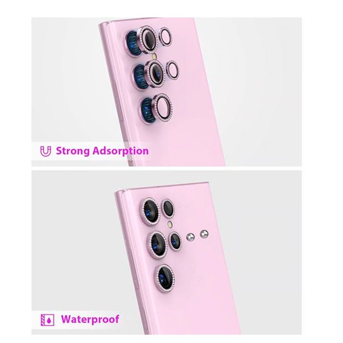 GENERICO - Protector De Camara compatible con S25 Ultra Diamante- Rosa