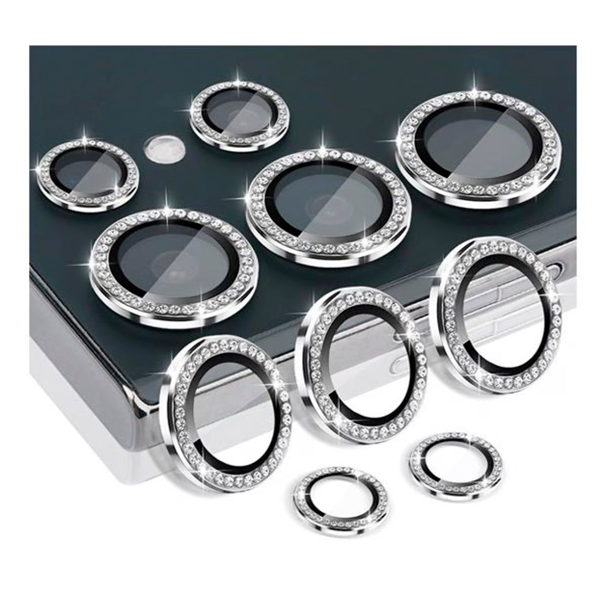 GENERICO - Protector De Camara compatible con S25 Ultra Diamante - Plata