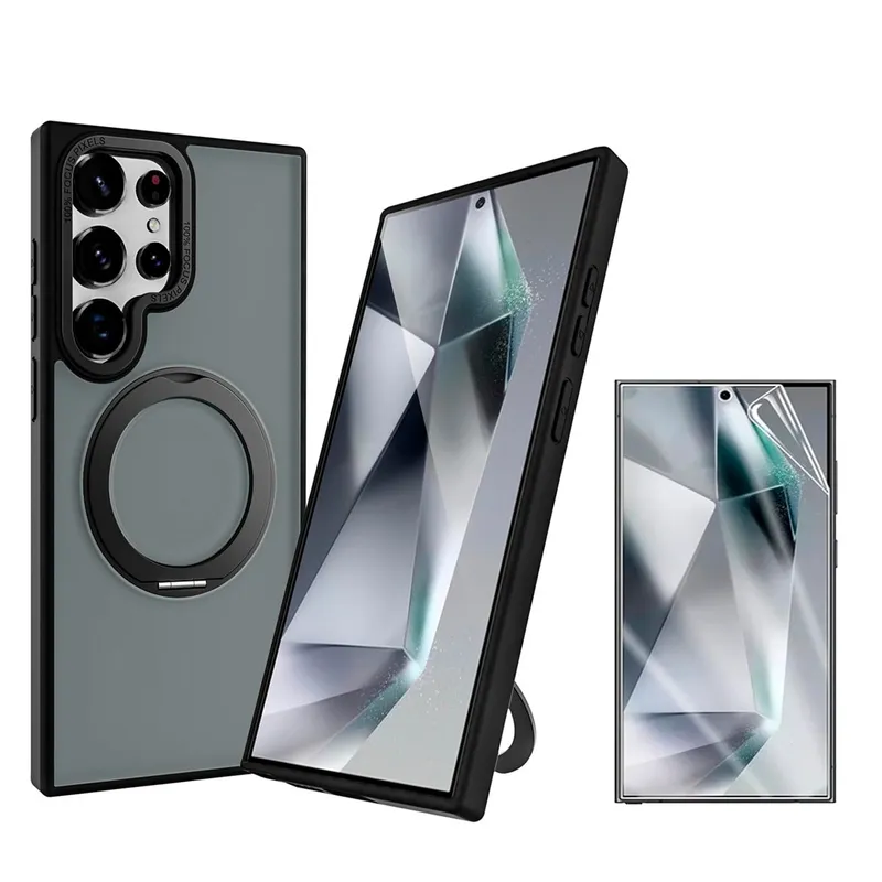 GENERICO - Funda Mate para S25 Ultra Negro + Mica Hidrogel Hd