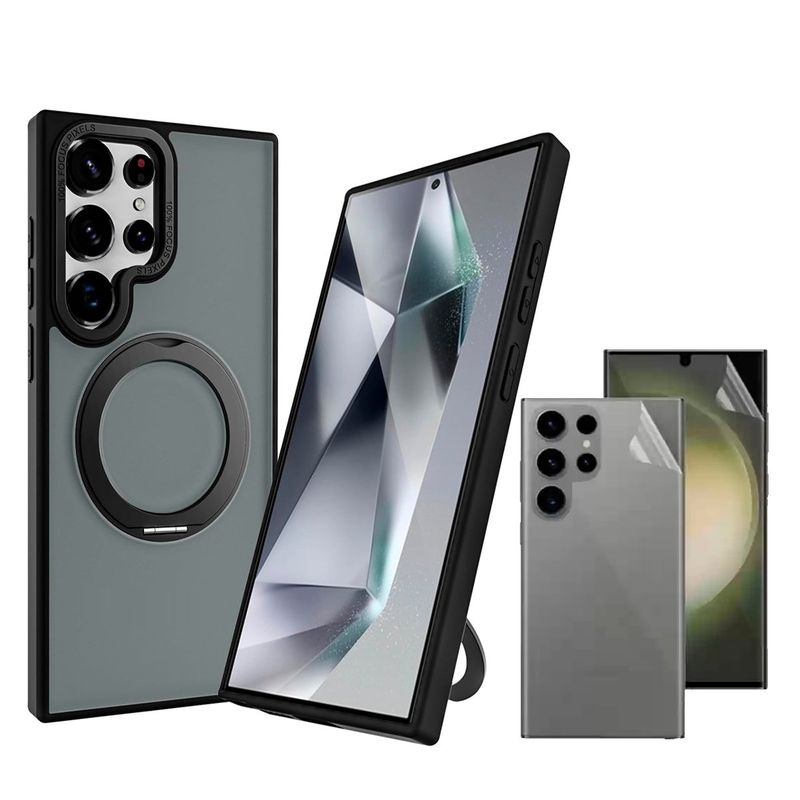 GENERICO - Funda Mate para S25 Ultra Negro + Hidrogel Mate Ambos Lados