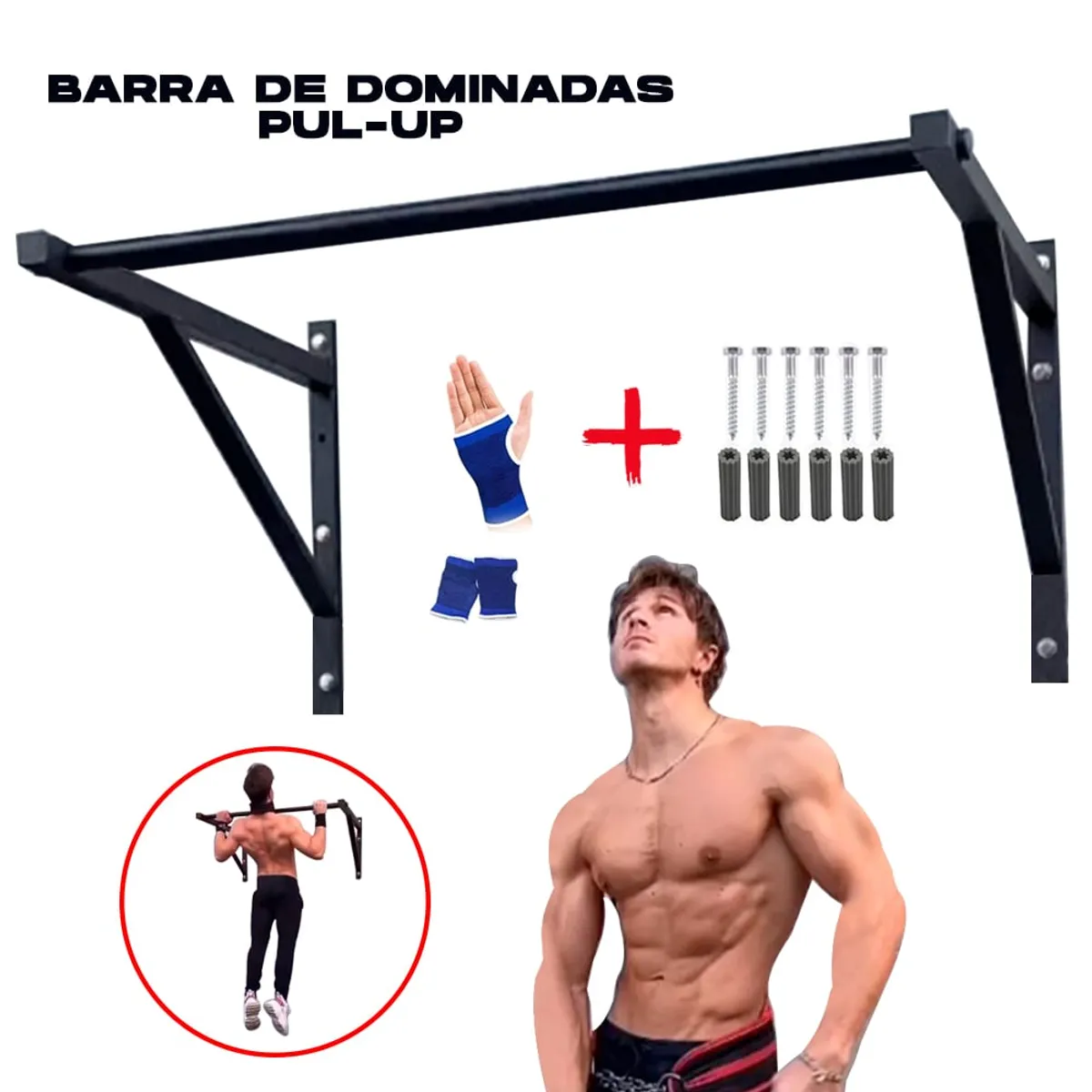 HOLGU - Barra Multifuncional Crossfit Pull Up Reforzado MAS GUANTES