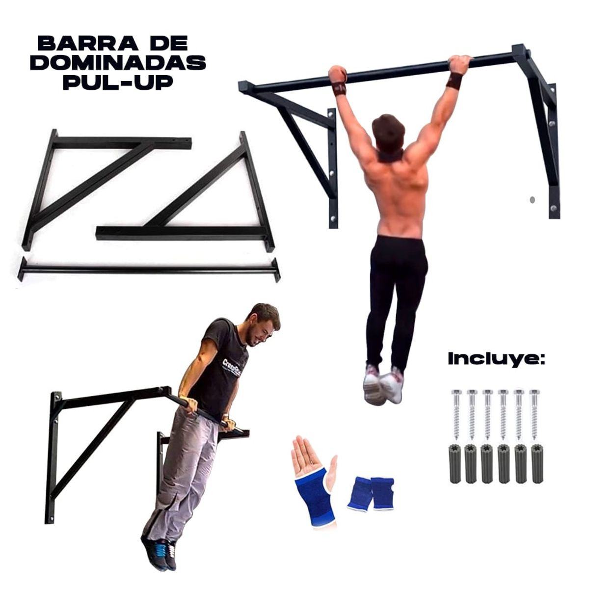 HOLGU - Barra Dominadas Crossfit Pull Up Reforzada Pro MAS GUANTES