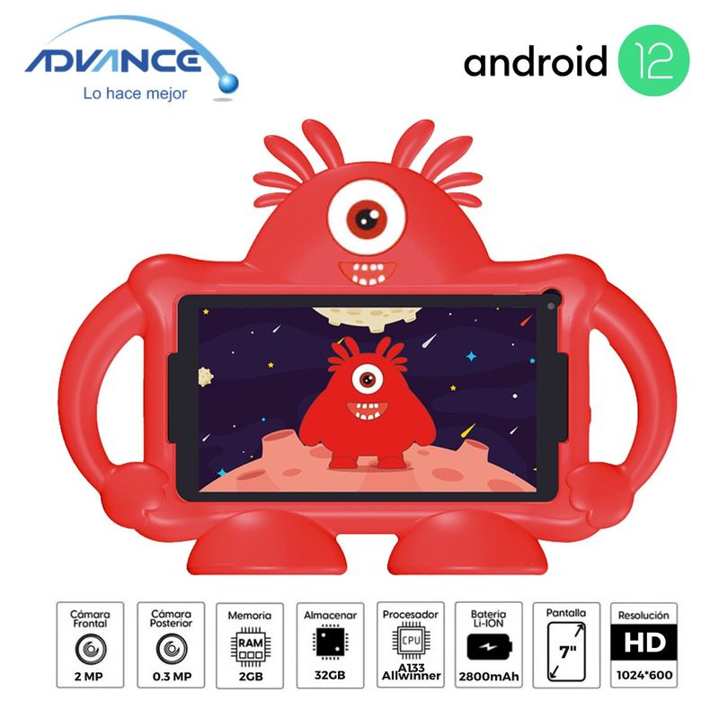 ADVANCE - Tablet Advance Intro TR6965 7" Pulg. IPS Android 12 Go 2GB RAM 32GB - Rojo
