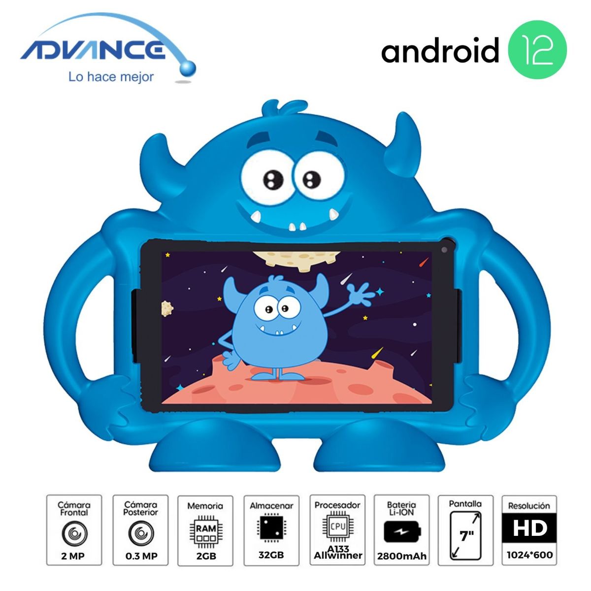 ADVANCE - Tablet Advance Intro TR6965 7" Pulg. IPS Android 12 Go 2GB RAM 32GB - Rojo