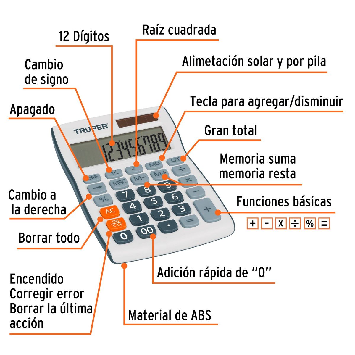 TRUPER - Calculadora de escritorio 15cm Truper