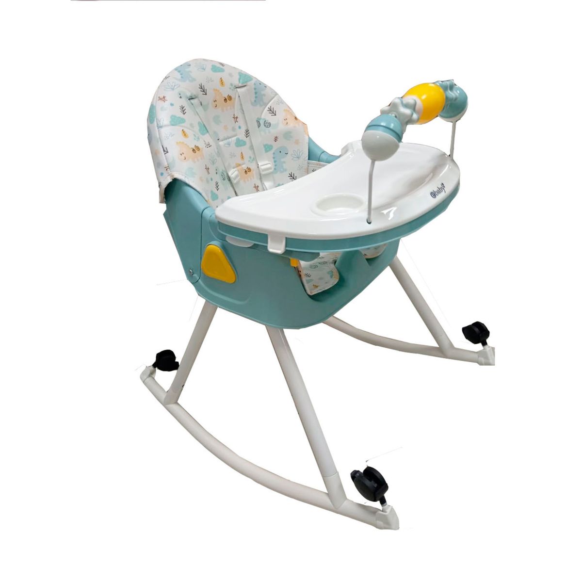 EBABY - Silla de comer Dali con Mecedora y Ruedas VERDE