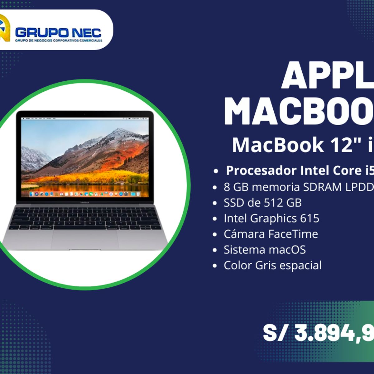 GENERICO - LAPTOP DE 12 PULGADAS  i5 de 1.3 GHz /  PANTALLA DE RETINA