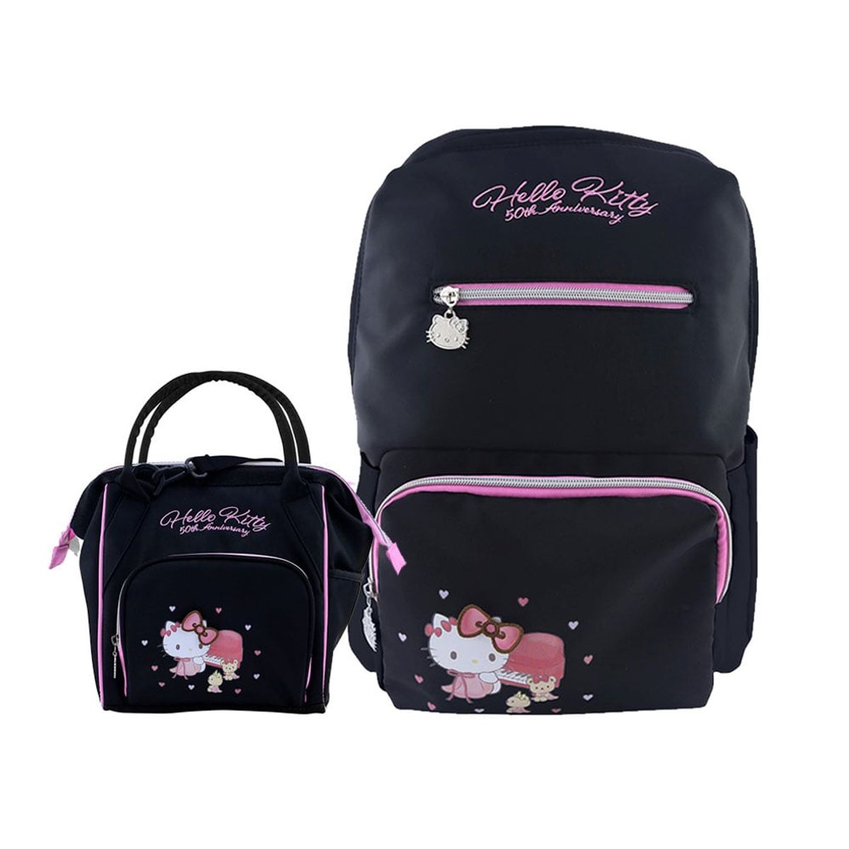 SCOOL - Mochila Hello kitty Aniversario Negro+ lonchera 50 Años Scool