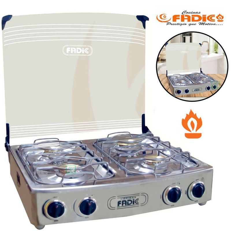FADIC - Cocina de Mesa con Tapa de Vidrio Aurora 22 4H