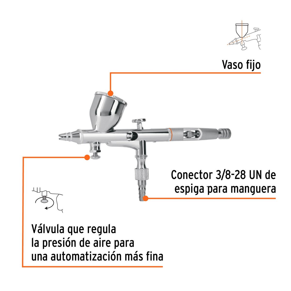 TRUPER - Pistola aerográfica de gravedad con vaso fijo Truper